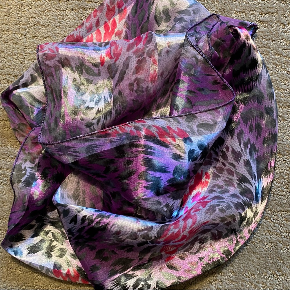 Leopard Oblong Scarf Pink, Purple, Black, Silver